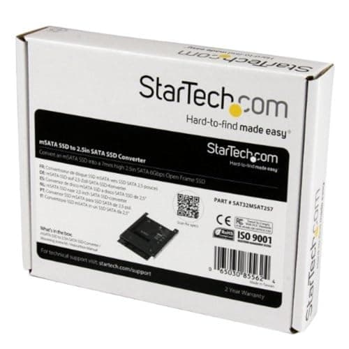 StarTech.com mSATA SSD to 2.5in SATA Adapter Converter - mSATA to SATA Adapter for 2.5in Bay with Open Frame Bracket and 7mm Drive Height (SAT32MSAT257)