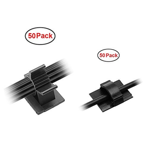 Autley Adhesive Cable Clips (100 Pieces, Two Sizes) Cable Wire Management Organizer Cable Tie Clamp Holder for Car, Office and Home