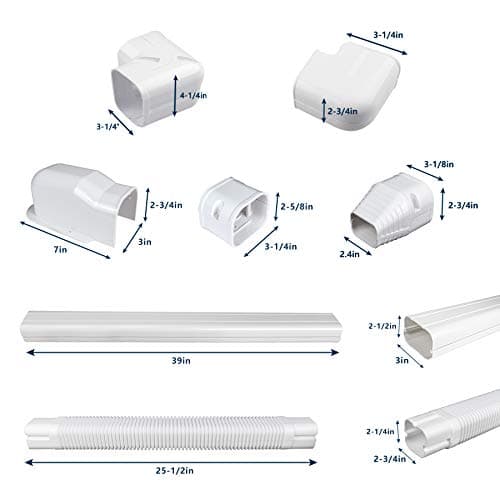 3" W 15Ft L Mini Split Line Set Cover Kit, Decorative PVC Tubing Cover for Ductless Mini Split AC,Heat Pumps Systems,Air Conditioner Lineset Cover,Mini Split Accessories