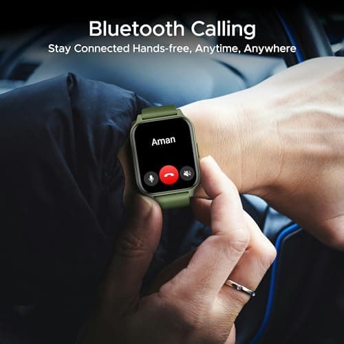 Boat Wave Call 2 Plus Smart Watch w/Bilingual Support (Hindi/English), 1.96”(4.97 cm) HD Display, BT Calling, 100+Sports Modes, Animated Watch Faces, Voice Assistant(Olive Green)