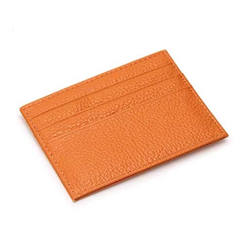 TAIDILONG Leather RFID Blocking Card Case Wallet Slim Super Thin 6 Card Slots Compact Wallet Orange