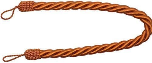 2 X BURNT ORANGE THICK LARGE ROPE SATIN CURTAIN DRAPE TIE BACKS TIEBACKS 32"