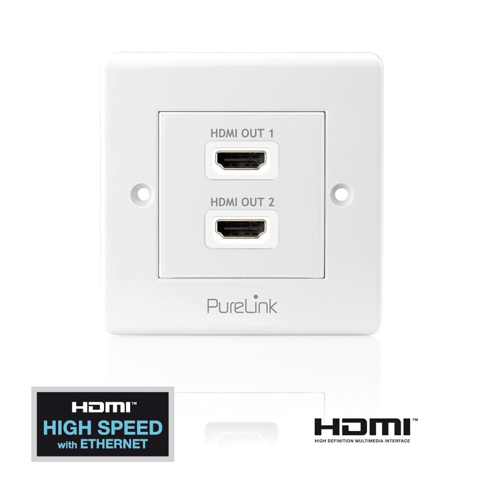 PureLink PureInstall PI105 HDMI Wall Socket with Ethernet Channel 2 Ports/HDMI A Female to HDMI A Female/Certified High Speed 0.1 m