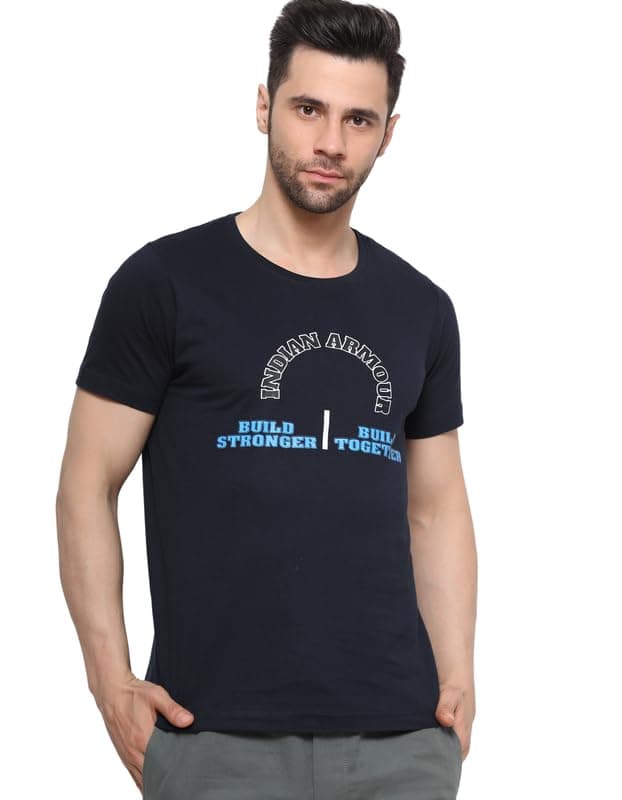 Indian Armour Men Solid Half Sleeve 100% Cotton Comfortable & Breathable Round Neck Regular Fit T-Shirt Style.