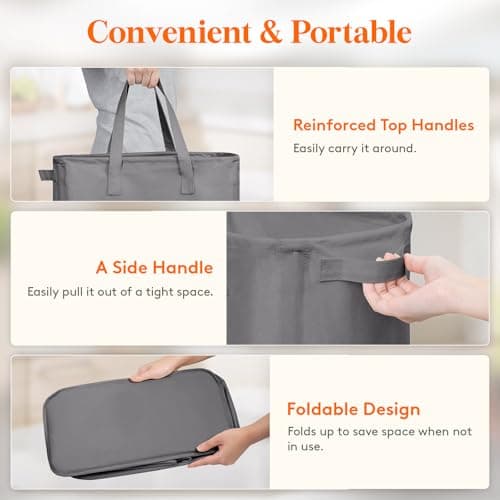 Lifewit 2 Pack Slim Laundry Hamper, Collapsible Narrow Laundry Basket, Small Tall Dirty Clothes Hampers with Handles for Bathroom Bedroom College Dorm, Grey, 50L
