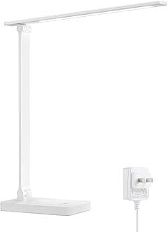 Lepro LED Desk Lamp, Metal Desk Light 9W 550lm, Dimmable Home Office Desktop Task Lamp Touch Control, 3 Color Modes for Task lamp, School Supplies, Reading, Crafting, Sewing, Puzzle, Nail Lamp, White