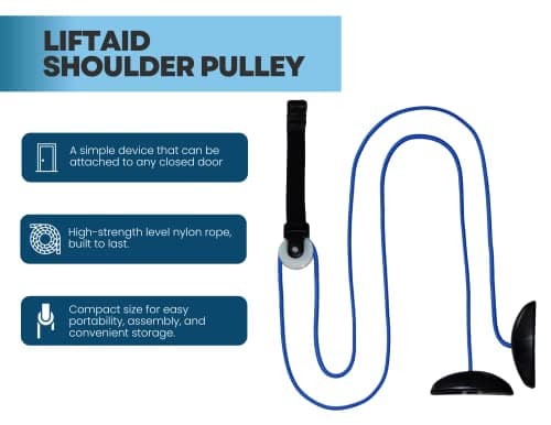 LiftAid Shoulder Pulley for Physical Therapy with Exercise Guide - Improves Shoulder Strength & Range of Motion - Reduces Pain, Helps in Muscle Recovery (Blue Pack of 10)
