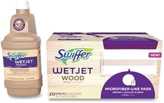 WHJJK WetJet Wood Floor Mopping and Cleaning Refill Bundle, All Purpose Floor Cleaning Products, Includes: 20 Pads, 1 Cleaning Solution