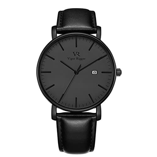 Vigor Rigger Men's Ultra-Thin Simple Date Quartz Watch (Grey-1)