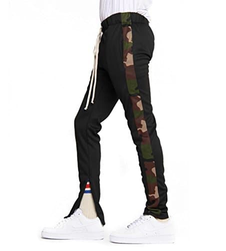EPTM Men's Ankle Zip Long Drawstring Techno Graphic Contrast Track Pants