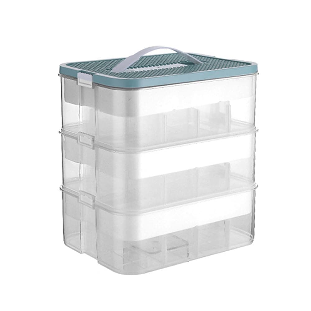 TOMVAES Toy Storage Box Organiser for Lego,3-Layer Stackable Building Blocks Container,Large Capacity Stackable Storage Boxes with Lid ＆ Handle, Toy Sorting Box