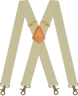AYOSUSH Vintage Suspenders for Men Heavy Duty 4 Snap Hooks for Belt Loops Adjustable X Back