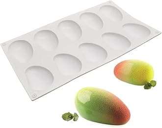 10-Cavity Mango Mold Cake Silicone Molds for Baking Dessert Jelly Ice Cream 3D Fruit Shapes Silicone Mold for Chocolate Candy Pastry Truffle Pudding Jelly Cheesecake Mousse Soap