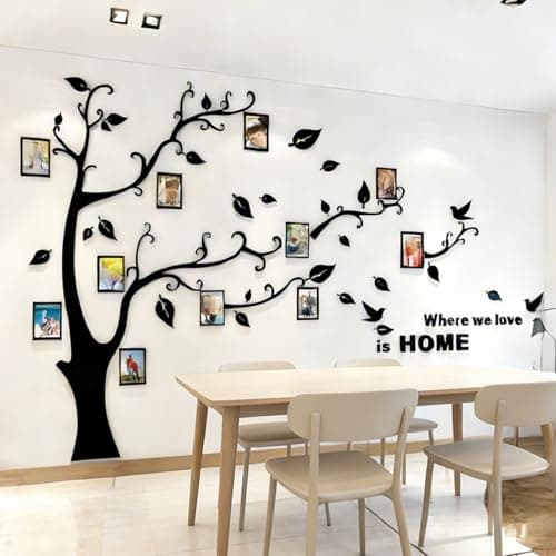 Tree Wall Stickers 3D DIY Tree Wall Decal Art Murals Large Family Photo Frames Tree Decoration for Living Room Bedroom Restaurant Home Decor