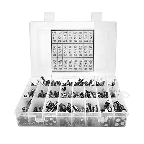 24Value 500pcs Electrolytic Capacitor Assortment Box Kit Range 0.1uF-1000uF