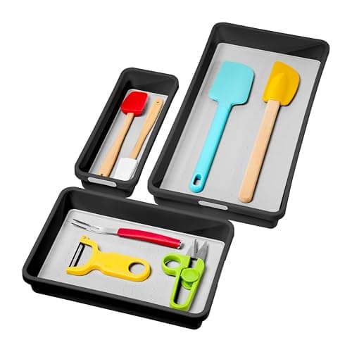 madesmart Classic 3-Tray Bin Pack - Granite | CLASSIC COLLECTION | Multi-Purpose Storage | Soft-grip Lining and Non-slip Rubber Feet | Durable | BPA-Free