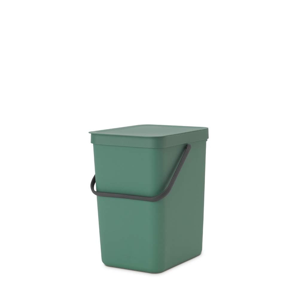 Brabantia Sort & Go Kitchen Recycling / Garbage Trash Can (6.6 Gal / Fir Green) Stackable Refuse Organiser with Handle & Removable Lid, Easy Clean, PerfectFit Bags included