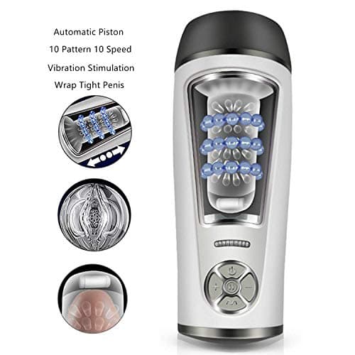 Men Automatic Piston Cup Sucking 280 Times/Min 360° Wrap Tight 10 Pattern Vibrating Electronic Massage Cup Intelligent Male Toy(Ship from US)