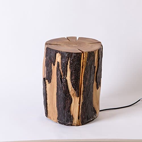 Tree Trunk Light with A Cracked Log with LED illumination Natural effect Unique Design Fiberglass HAND MADE Outdoor Indoor UV Patio Decor garden Waterproof decorations Lighting Stump Table Crafted