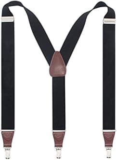 Bioterti Men’s Y-shape 1.4 Inch Suspender -3 Metal Clips, Elastic Straps
