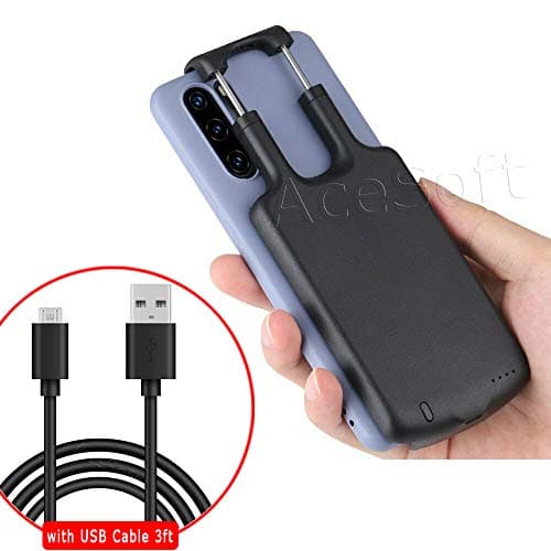 5000mAh Rechargeable External Charging Battery Case with USB Cable 3ft for Samsung Galaxy A10e/A20/A30/A40/A50 Phone - Black