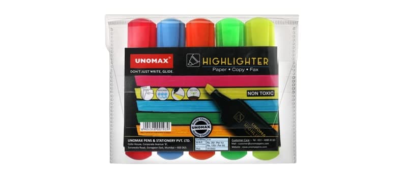 Unomax Highlighter Set of 5 (Multicolor)