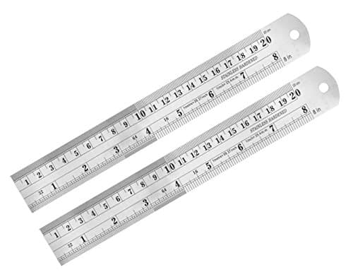 Stainless Steel 8-inch Ruler Kit with Conversion Table (2 pcs, 8 inch)