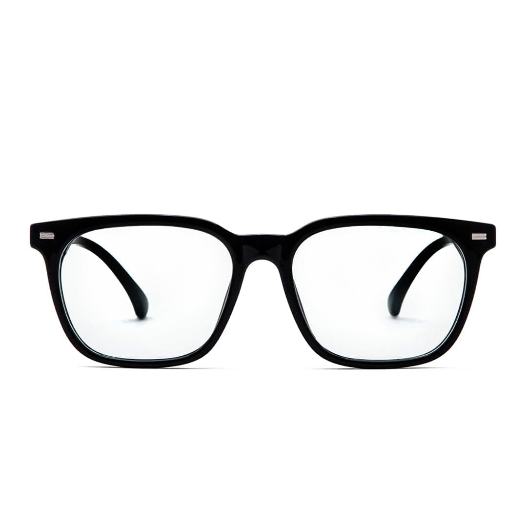 Intellilens Square Blue Cut Computer Glasses for Eye Protection | Zero Power, Anti Glare & Blue Light Blocking Glasses | UV Protection Eye Glass for Men & Women (Black) (54-17-140), Black, M