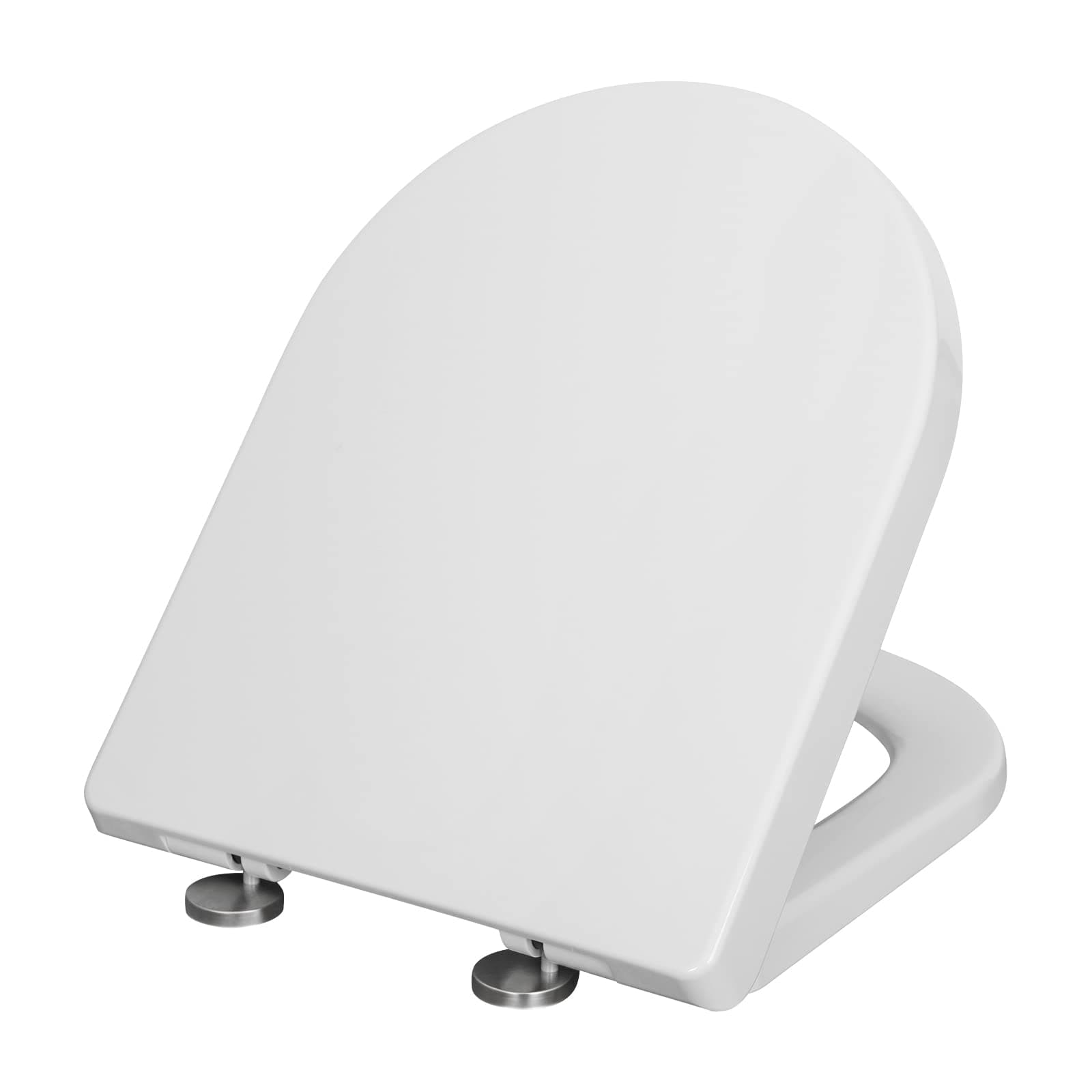 eSituro D Shape Soft Close Quick Release Toilet Seat with Top Fix/Blind Fittings,White
