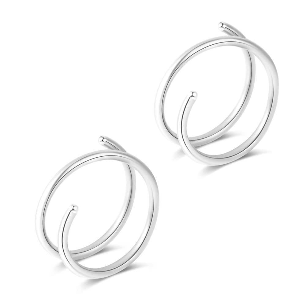 1-15PCS Double Hoop Nose Ring for Single Piercing 18G 20G 22G Spiral Nose Rings Hoops 18 20 22 Gauge Surgical Steel Twist Nose Piercing Jewelry Nostril for Women Girls Men Hypoallergenic Pack Easy Bendable 6mm 8mm 10mm