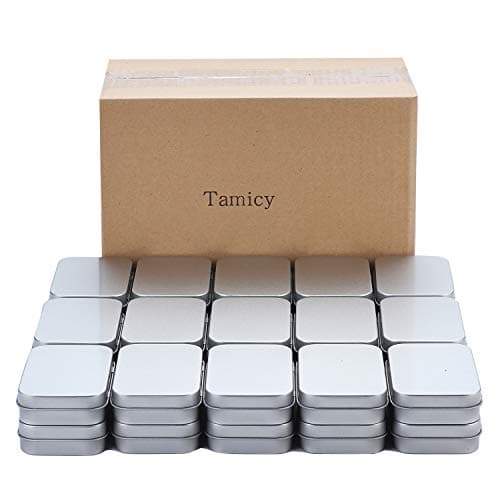 Metal Rectangular Empty Hinged Tins - Pack of 40 Silver Mini Portable Box Containers Small Storage Kit & Home Organizer Small tins with lids Craft containers 3-1/2''X2-1/2''X4/5''