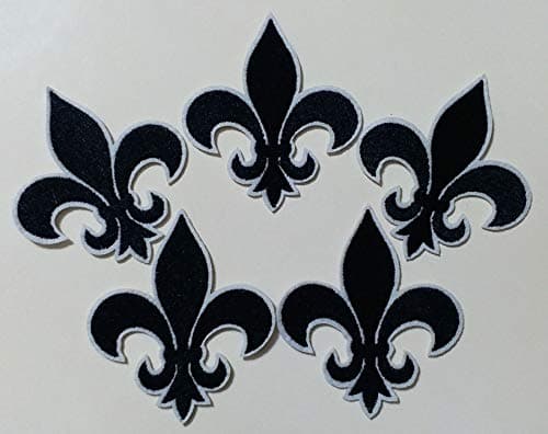 6.6x7.6cm 10pcs Black Fleur De Lis Patch Iron On Embroidered Patches Appliques Felt Patches Machine Embroidery Needlecraft Project