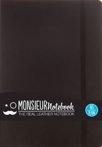 Monsieur Notebook Leather Journal - Black Plain Medium (Monsieur Notebook Plain, 24-lb Ivory) Diary – July 1, 2014