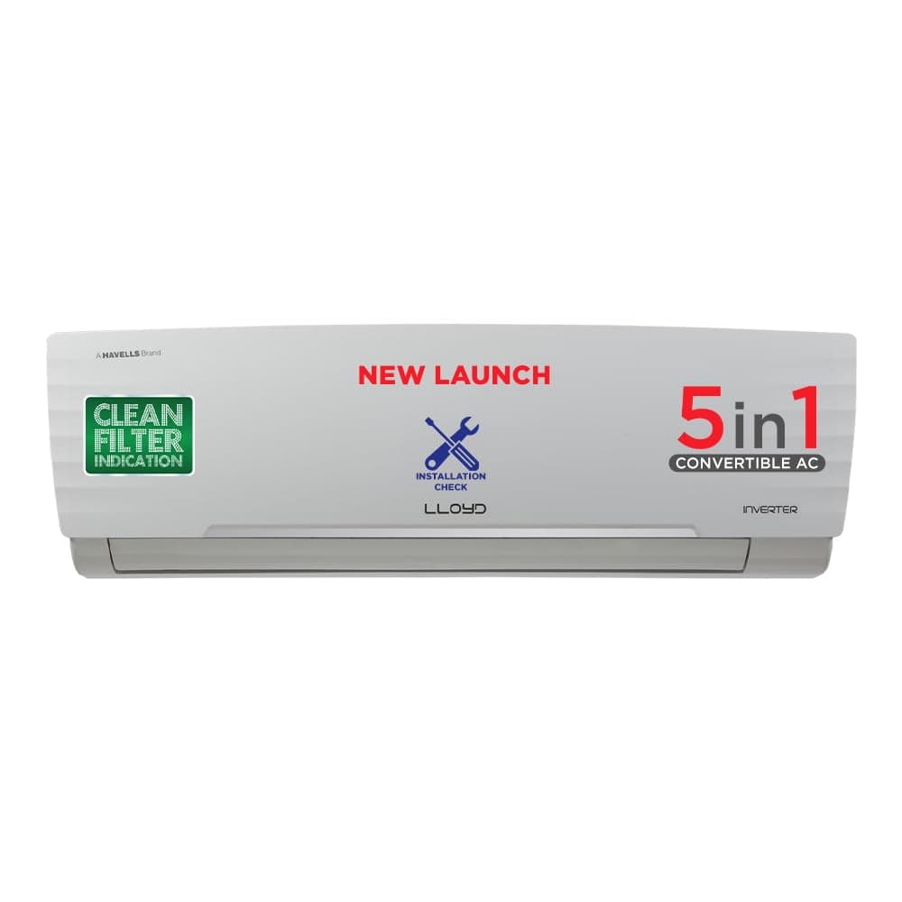 Lloyd 1.0 Ton 3 Star Inverter Split AC (5 in 1 Convertible, Copper, Anti-Viral + PM 2.5 Filter, White with Chrome Deco Strip, ‎230 Volts, GLS12I3FWAEA)