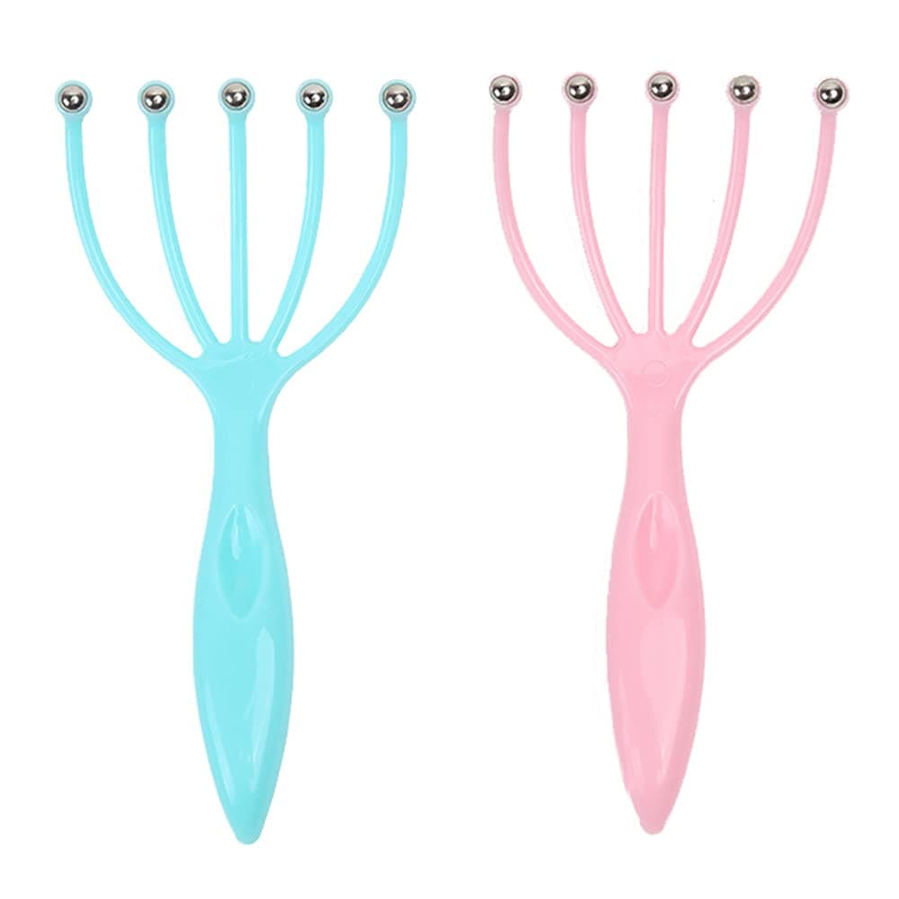 KSNOW Scalp Massager, Protable Hand Held SPA Head Massager for Deep Relaxation & Stress Reduction in The Office Home SPA Father's Day and Mother's Day Gifts Pink+Blue(2-Pack)