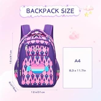 Cusangel Backpack for Girls Boys School Bookbags Kindergarten Elementary Lightweight Waterproof Multifunctional Large Capacity for Backpack (Rainbow Rabbit)