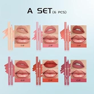 YOUNG VISION 6-Pc Lip Liner Set, Gourd-Shaped Precision Tip, Long-Lasting, Smudge-Proof, Easy Glide Nude Matte Lip Contour for Women, Perfect for Precise Lip Definition, Gift Set