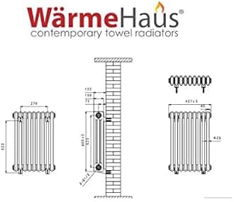 Warmehaus - Traditional Cast Iron Style Anthracite Triple Column Horizontal Radiator 600 x 425mm - Perfect for Bathrooms, Kitchen, Living Room