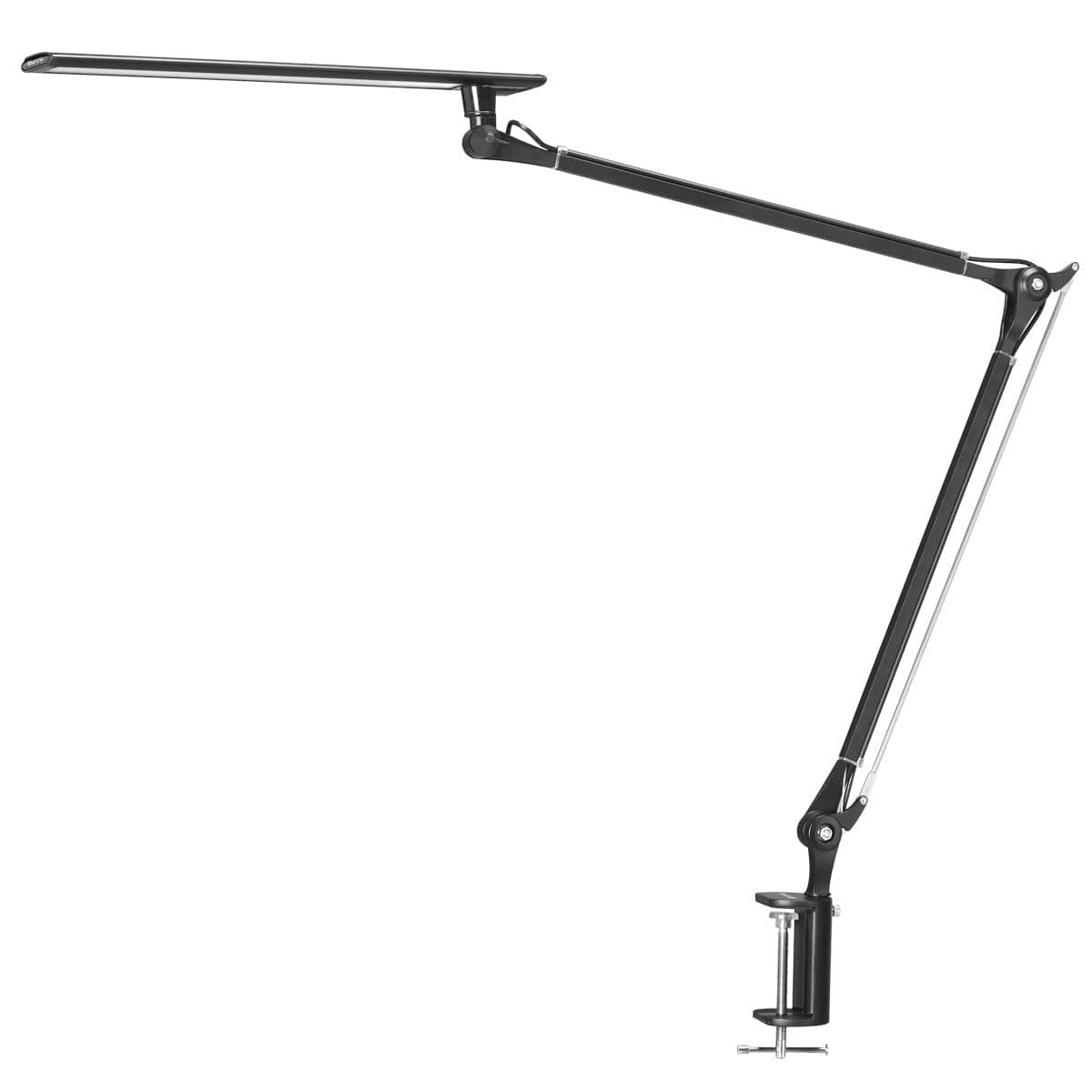 PHIVE CL-2 Architect Desk Lamp, LED Clamp on Desk Light with Metal Swing Arm, Eye-Caring Dimmable Drafting Table Lamp, Highly Adjustable Architect Task Light for Home/Office, Black