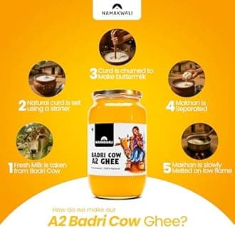 Namakwali A2 Badri Cow Ghee 5000ML (1kg x 5) | Traditional Vedic Bilona Method | Curd-Churned & Cultured | Grassfed, Pure, Natural & Danedar | Lactose-Free, Gluten-Free | 100% Natural & Lab-Tested | Certified Traditional Gaye ka Ghee