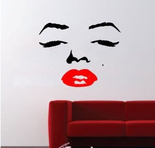 Restly(TM) Red Marilyn Monroe' Lips Waterproof Removable TV Background Wall Stickers Decor