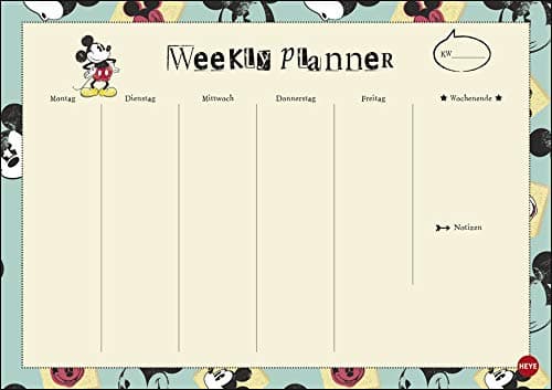 Weekly Planner Mickey Mouse A4 - Weekly Planner to Tear Off Pad - Heye Verlag - 53 Weekly Planner with no fixed date - 29.5 cm x 21 cm