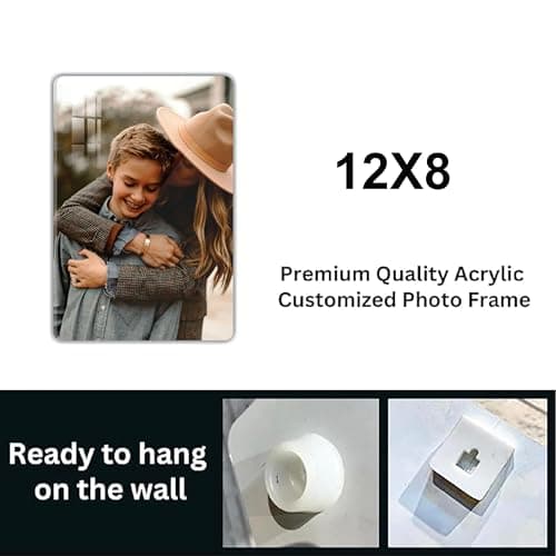 Customized Acrylic Photo Frame 12x8 Inches – Personalized Wall Mount Frameless Picture Frame for Anniversary, Birthday, Special Moments | Customised Gift Photo Frame with Photo | Gift