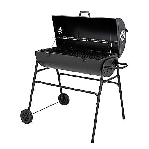 Black Expert Grill Half Drum Barrel Charcoal BBQ