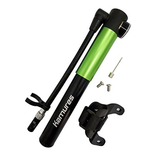 KAMURES Mini Bike Pump with Gauge, Release Button, Universal Bicycle Pump Fits Presta and Schrader Valve, High-Pressure 210Psi Fits Fork Pump, Tire Pump for Road, Mountain BMX Bikes (Green)