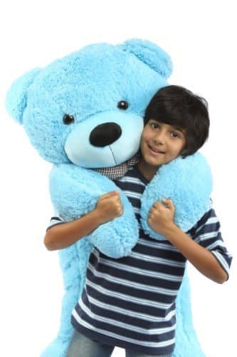 MSFI Soft Push Stuffed Jumbo Teddy Bear Height 3 feet in Blue Color All Occasions Including Mother's Day Father's Day Birthdays Proposals Engagements Anniversaries Weddings