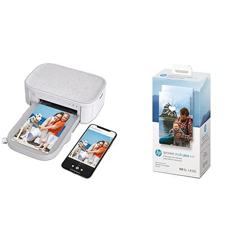 Sprocket Studio Plus and Photo Paper Bundle - Wireless Printer and Double Pack of Paper Cartridges