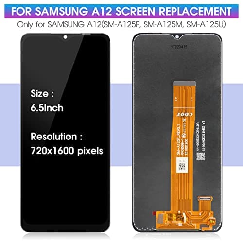 for Samsung Galaxy A12 Screen Replacement for Samsung Galaxy A12 LCD for Samsung Galaxy A12 Digitizer for SM A125F/DS SM-A125U SM-A125M/DS Display Touch Screen Assembly Repair Parts