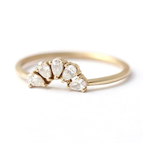 Pear Cut Diamond Wedding Ring, Pear Engagement Ring, Diamond Cluster Ring, Cluster Engagement Ring, Multi Stone Ring, Diamond Flower Ring