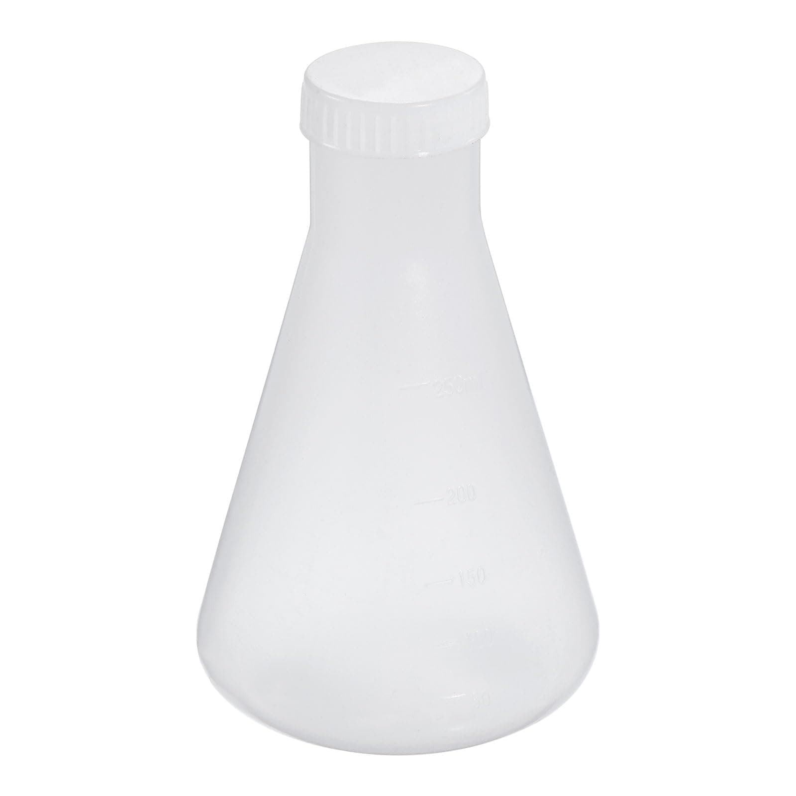 250ml Plastic Erlenmeyer Flask with Screw Caps, 1 Pack Narrow Mouth Conical Flask for Laboratory, Clear